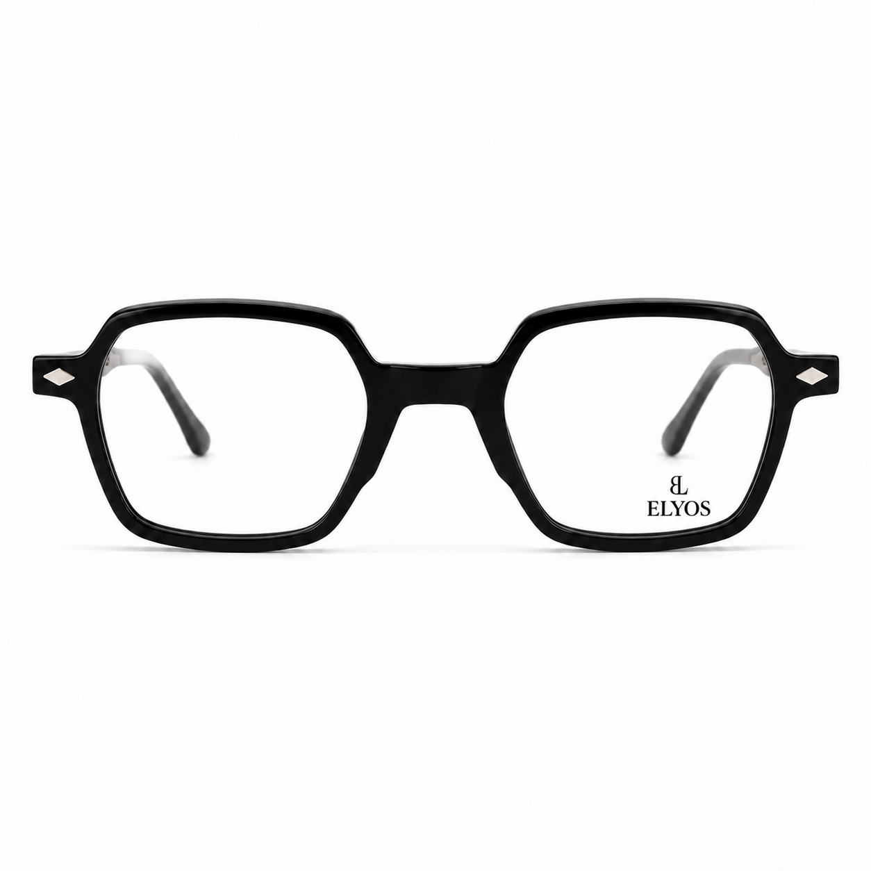 ELYOS G5559 C1 – Monture géométrique noire avec clip solaire